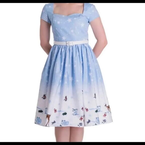 Hell Bunny Vixen Christmas Pin Up Dress - Picture 1 of 7